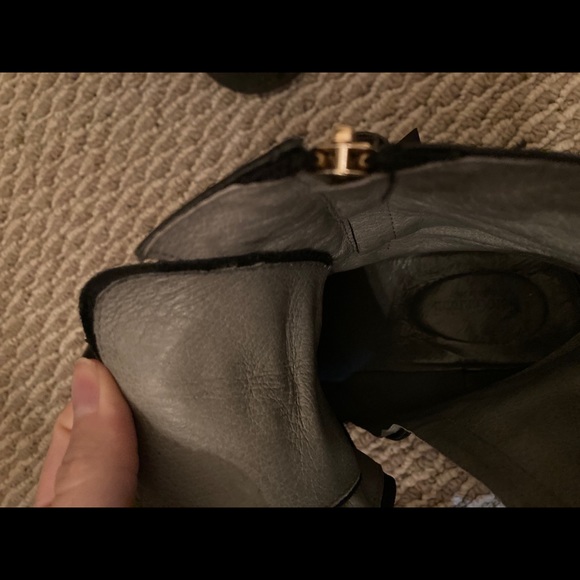 Black Combat Boots with Gold Accents - Picture 5 of 6